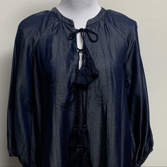 Honey Punch| Size Small | Blue Chambray 100% Tencel Dress - Picture 3 of 10